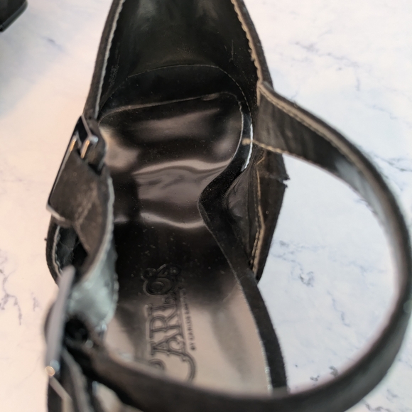 Carlos by Carlos Santana Black Velvet Wedge Sandals Size 7.5 women's shoe - Picture 11 of 12